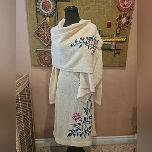 Vintage Handmade Knitted Sweater Dress & Matching Scarf
